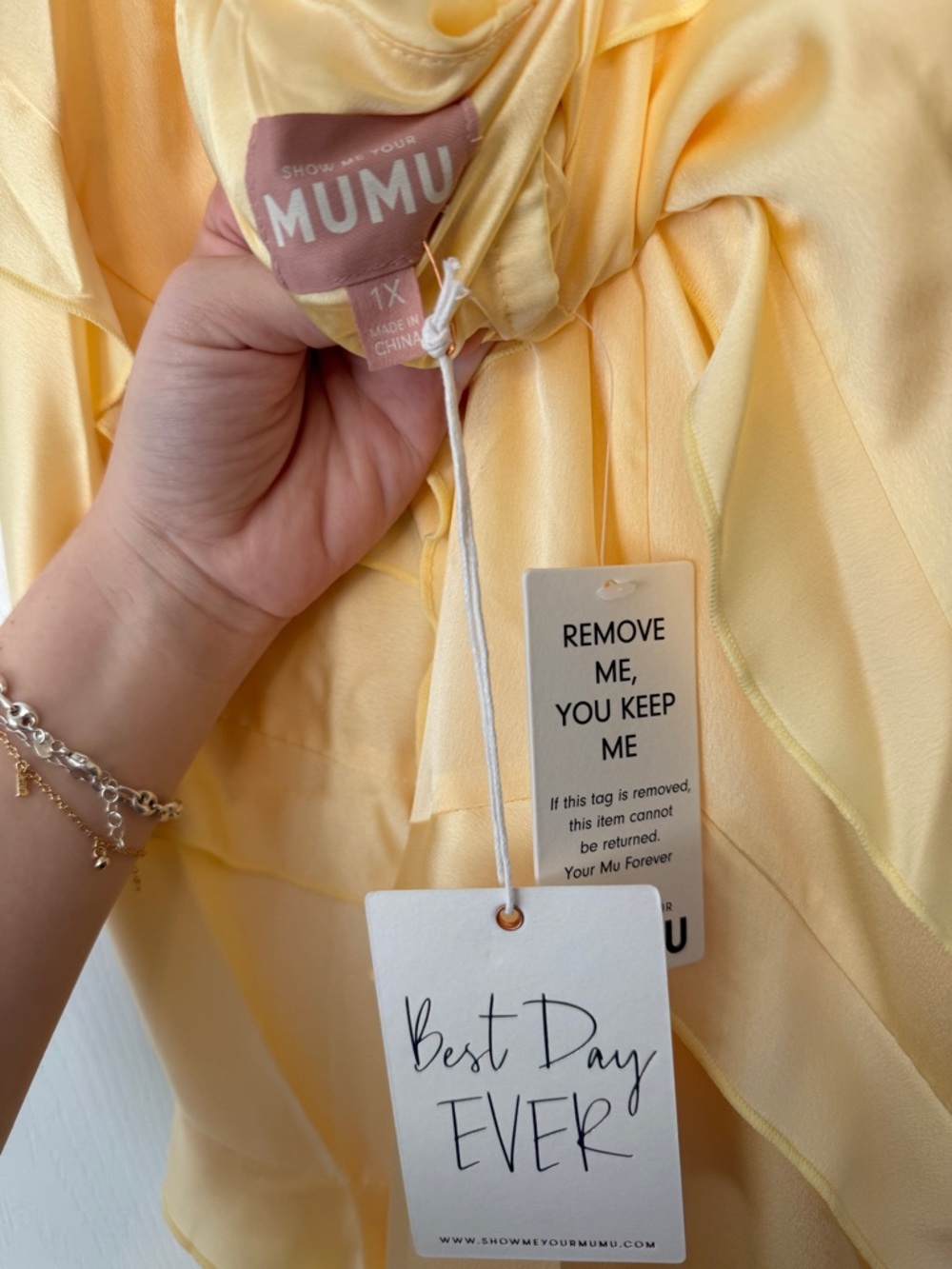 Show Me Your MuMu Pale Yellow Ruffle Satin Maxi Dress - Picture 8 of 9